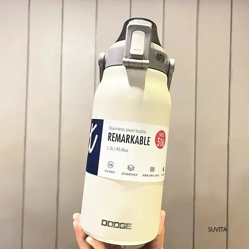 DODGE 1300/1700ML Stainless Steel Tumbler Thermos Bottle Portable Vacuum Flasks Outdoor Sports Water Cup Car Insulated Flask