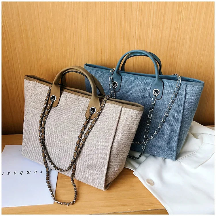 Fashion Make Up Designer Big Women's New Korean Fashion Casual Large Capacity Shoulder Crossbody Chain Tote Bag