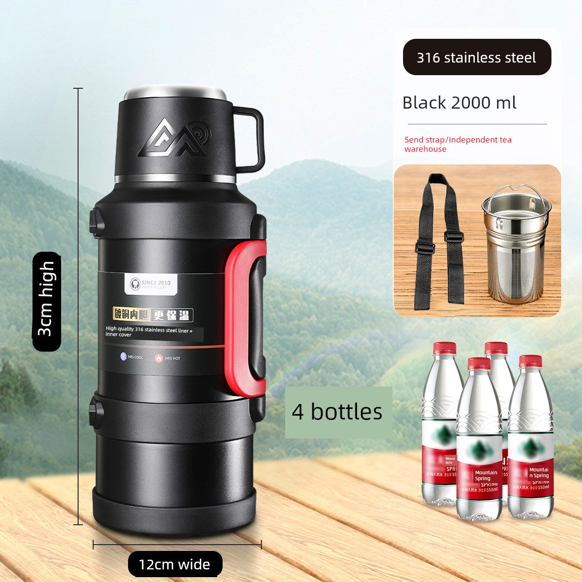 2024 Thermal Pot Large Capacity Men Outdoor Thermal Cold Preservation Dual Use Water Cup