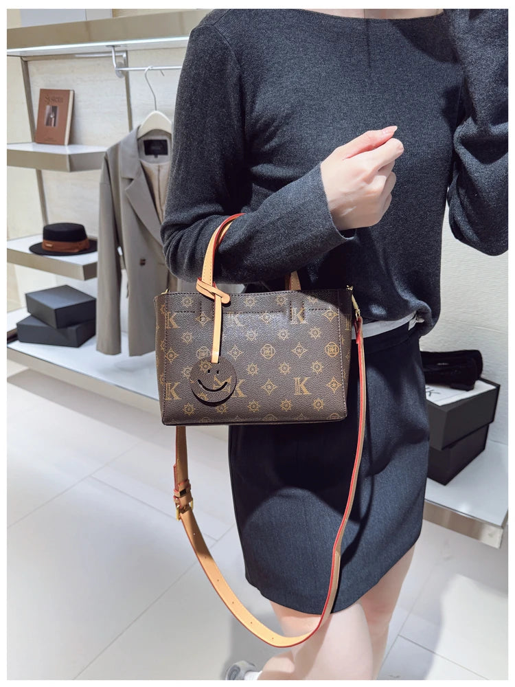 Classic Leather Tote Bag For Ladies, Shoulder Strap And Spacious, Elegant Popular Handbag By Luxury Brand For Women