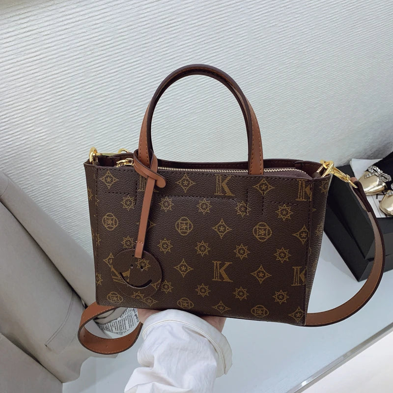 Classic Leather Tote Bag For Ladies, Shoulder Strap And Spacious, Elegant Popular Handbag By Luxury Brand For Women