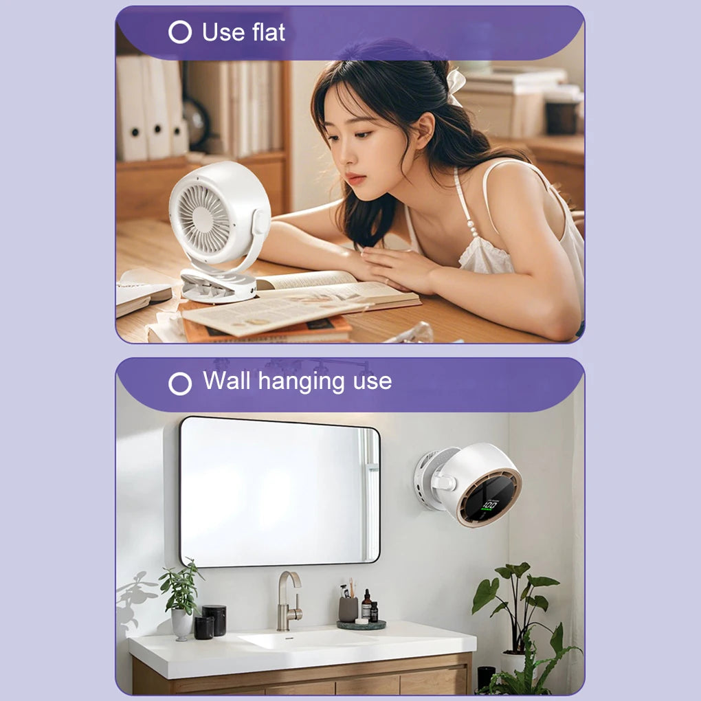 4000 mAh Desktop Circulating Fan Rechargeable Table Fan with Remote Control Office Wall Mounted Fan Electric Desktop Clip Fan