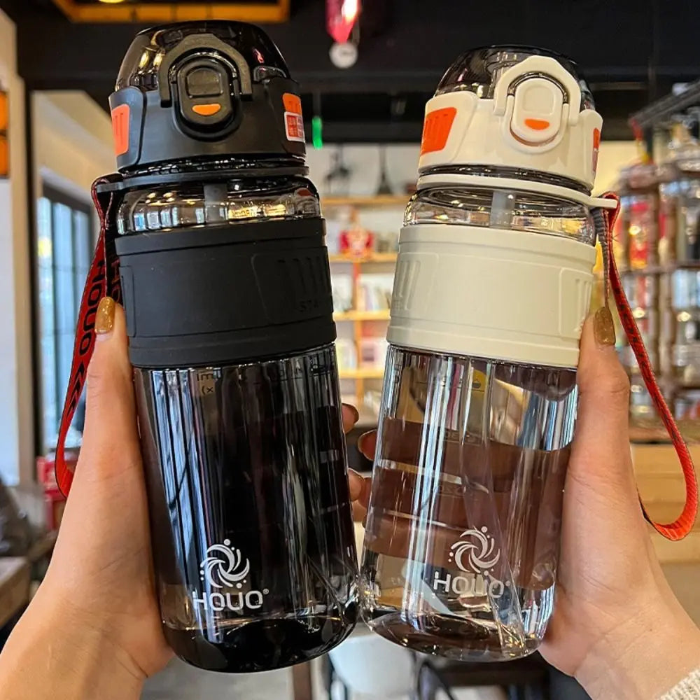 PC 1 Liter Sports Water Bottle Leak Proof Large Capacity Colorful Plastic Cup Silicone Cup Holder Portable Handle