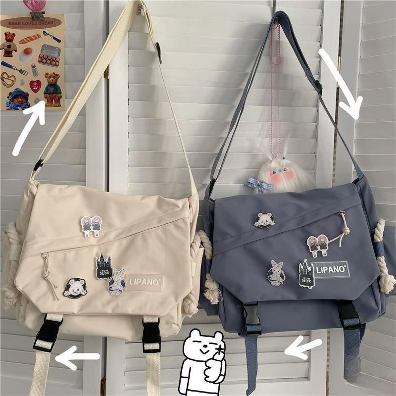Women's Nylon Handheld One Shoulder Versatile Large Capacity Crossbody Bag Retro Work Travel