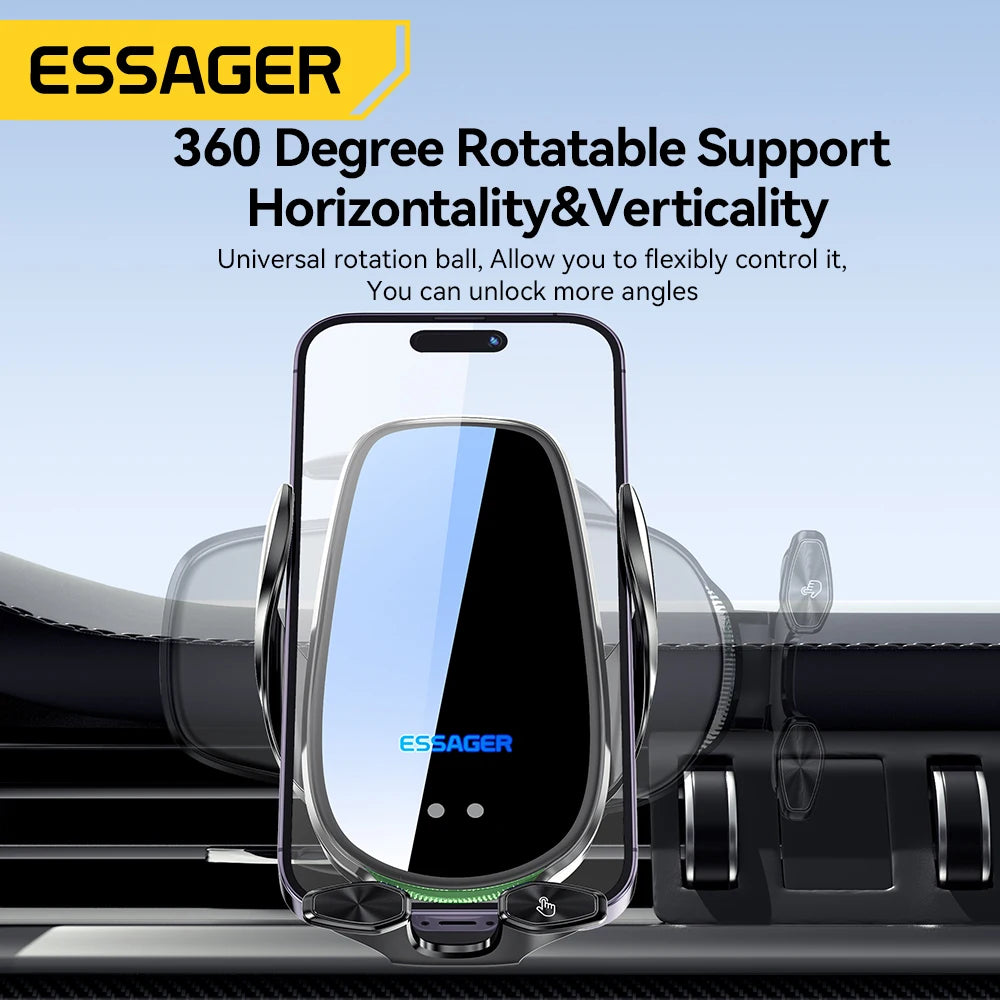 Essager Qi 15W Wireless Charger Car Phone Holder In Car Air Vent Mount For iPhone 14 13 12 X Pro Max Fast Charging