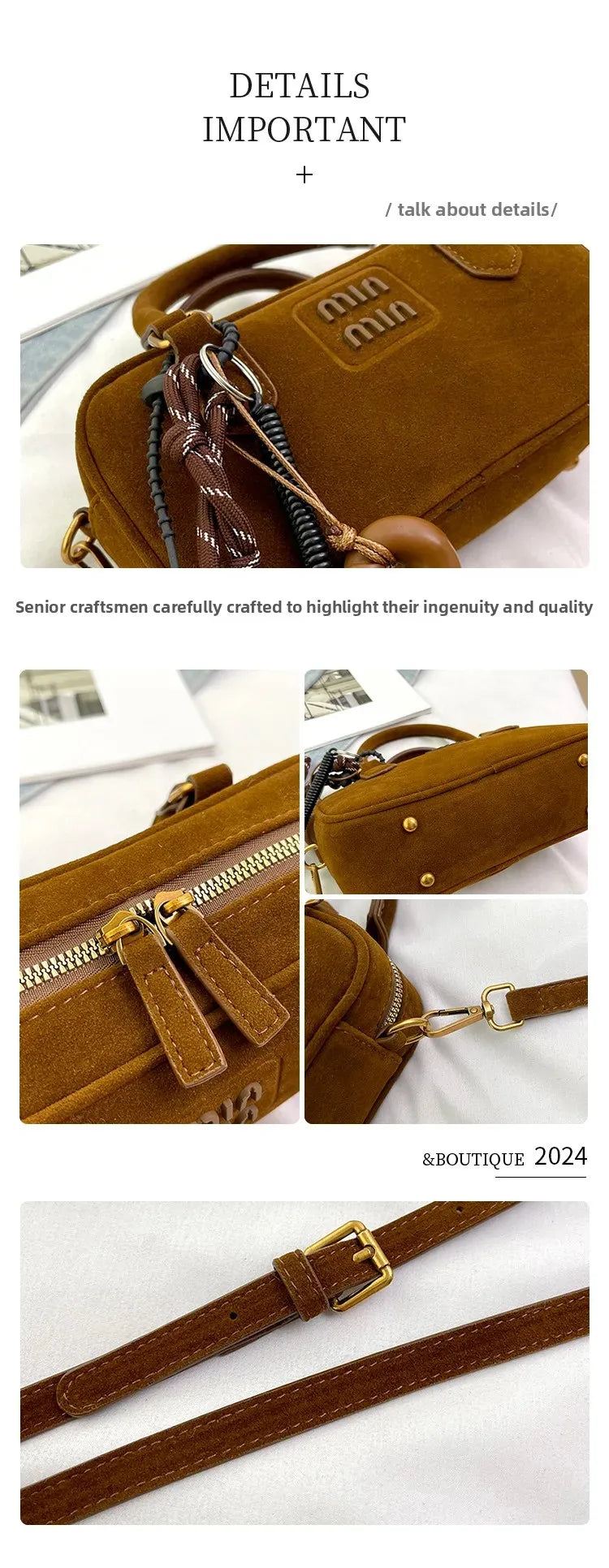 2025 New Fashionable dull Polish bag portable women's full retro crossbody bag shoulder bag popular