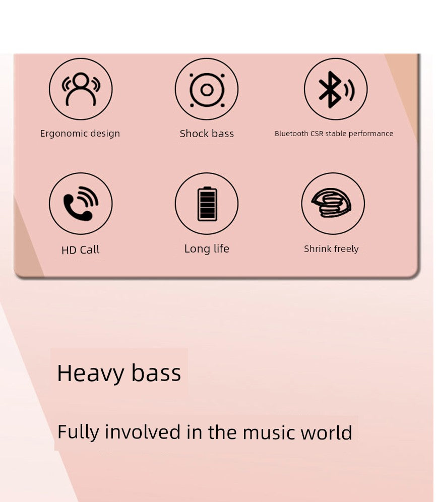2025 Hot-Selling Headset Wireless Bluetooth Headset Foldable Dry-Reducing Low-Stress Full Ear Bag
