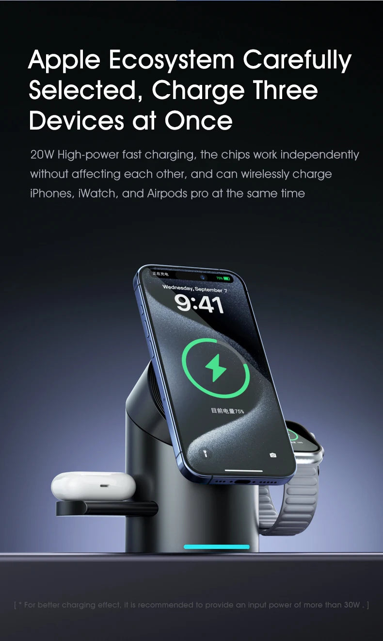 New Truly Qi2 3 In 1 Magsafe Magnetic Touch Button Wireless Charger For Android iPhone iWatch Airpods Fast Charging Dock Station