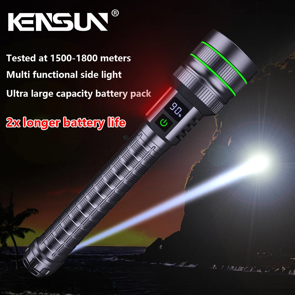 Super bright LED flashlight high power strong light long-range tactical flashlight, long outdoor hiking camping emergency light