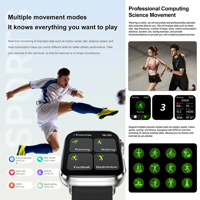 2025 New For Xiaomi Smart Watch HD Bluetooth Call AMOLED Screen NFC Waterproof GPS Sport Health Tracker Smart Watch