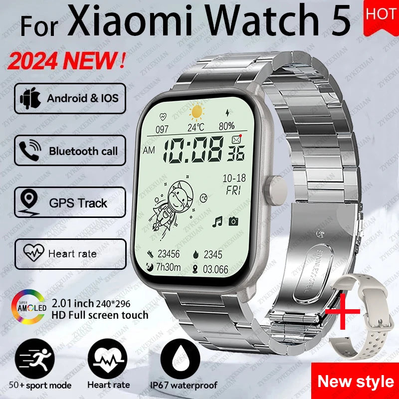 For Xiaomi Watch 5 Wrist Band Global Version Men Women HD AMOLED Screen Heart Rate Bluetooth Call GPS Track Waterproof Sports Smart Watch