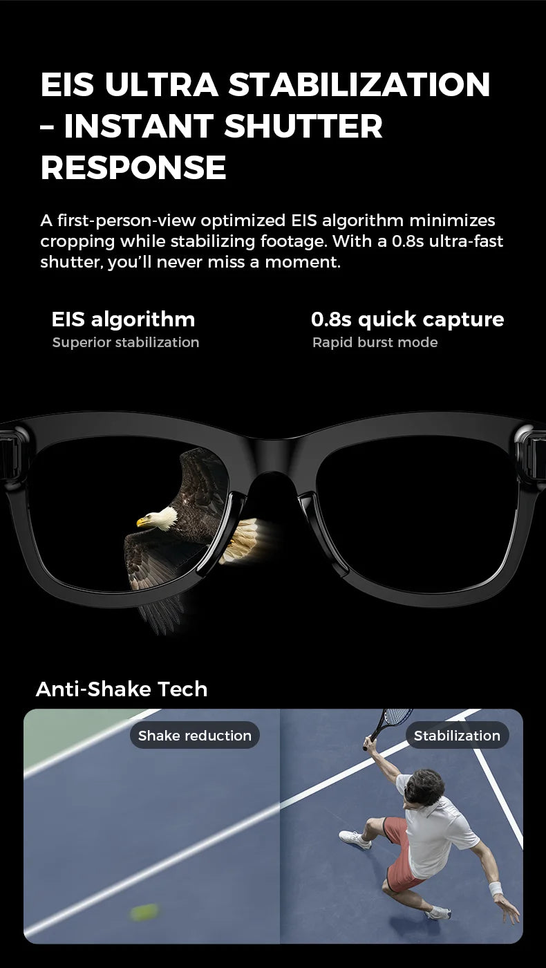 2025 New AI Smart Glasses 8MP HD Camera Sunglasses Photos Video Recorder dual-microphone Anti-blue Smart Waterproof Glasses