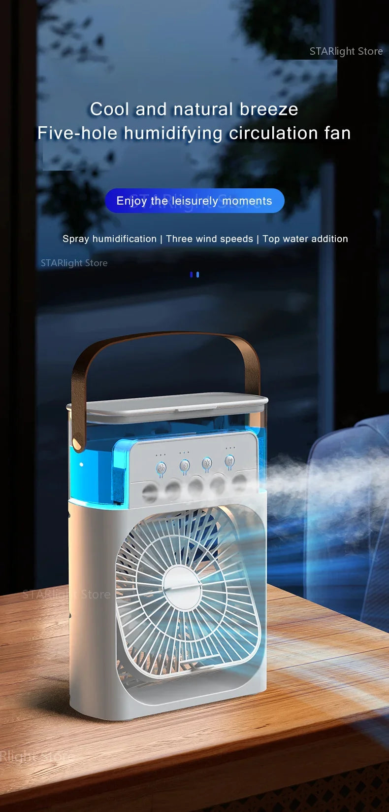 Xiaomi MIJIA 3-in-1 Portable Air Conditioners Fan With LED Night Light Household Mini Air Cooler For Office Home Adjustable Fan