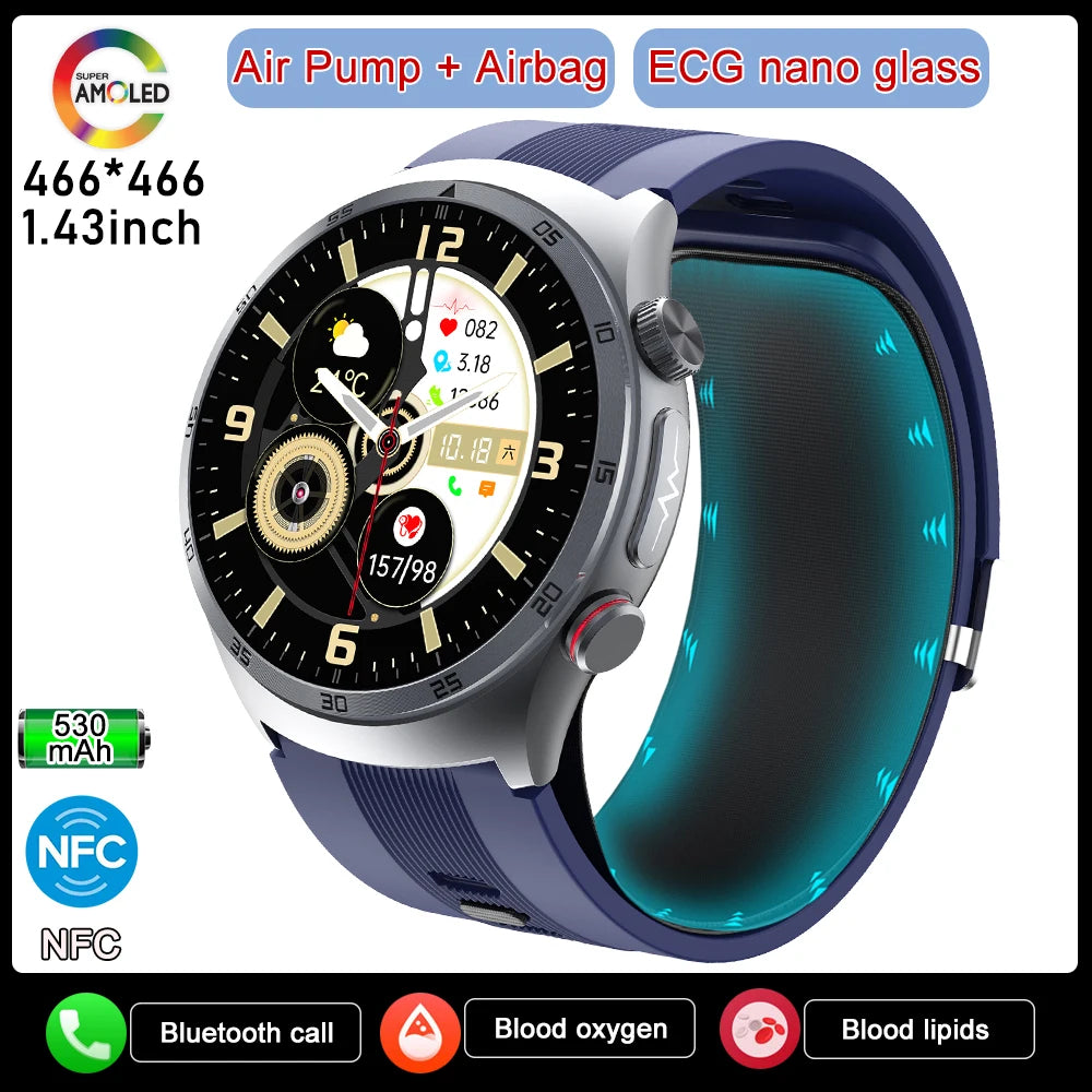 Airbag Smart Watch 2025 New Health watch men Air pump True Accurately Blood Pressure watches Uric Acid Blood Lipids