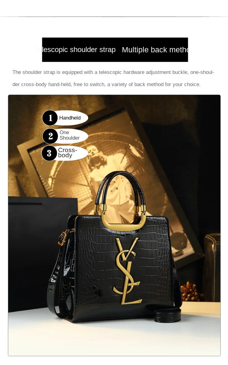 High-grade light luxury handbag New Autumn and Winter fashion Tote bag women's crocodile print single shoulder crossbodybag