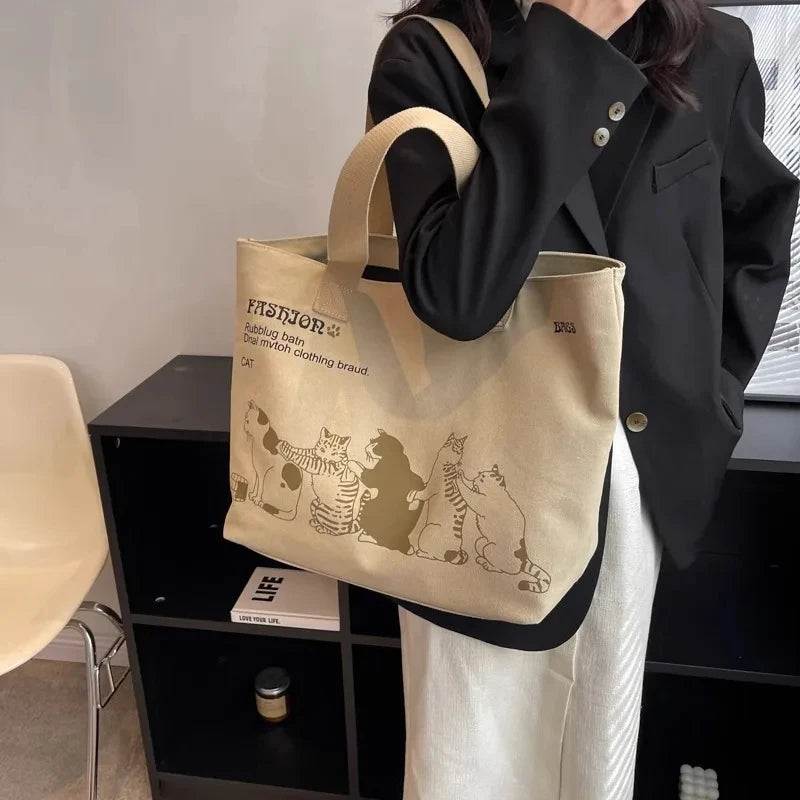 Women's Lady Canvas Tote Bag Fashionable Spacious Durable Shoulder Bag with Zipper Closure and Classic Design Perfect for Work