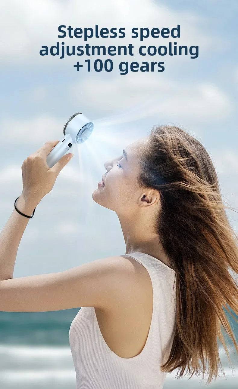 5200mAh Portable mini Fan 100 Wind Speeds Instant Cooling with Ice Mode Handheld fan USB Rechargeable electric fans Camping Fan