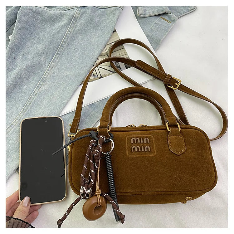 2025 New Fashionable dull Polish bag portable women's full retro crossbody bag shoulder bag popular