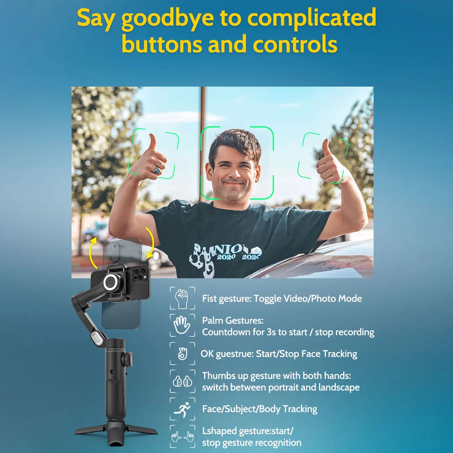 AOCHUAN Smart XPro Smartphone 3 Axis Gimbal Stabilizer For iPhone and Android Smartphone Shooting Video with Fill light Effects