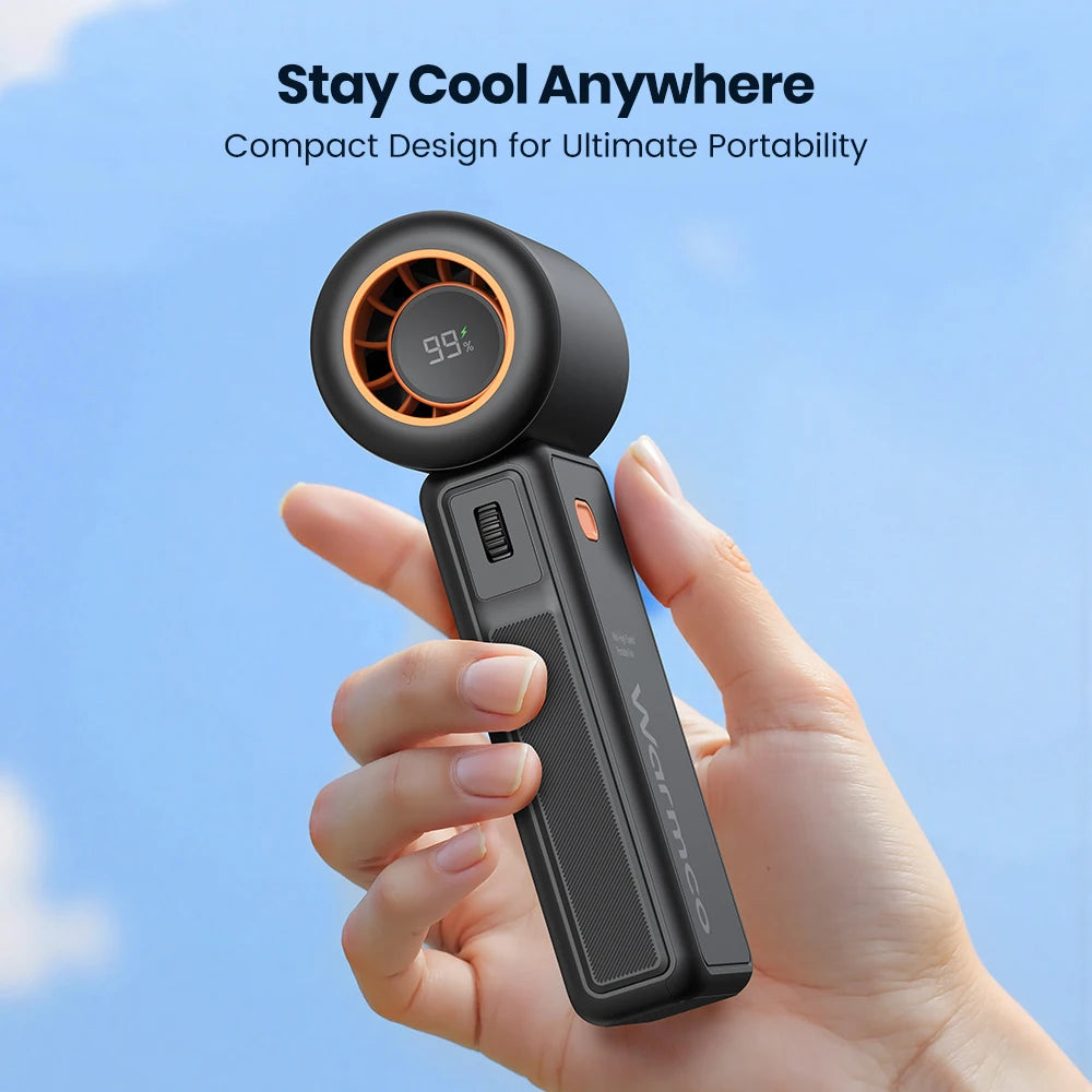 Warmco Portable Handheld Fan, 5000mAh Powerful Mini Turbo Fan, 13000 RPM High Speed USB Rechargeable for Travel & Outdoor