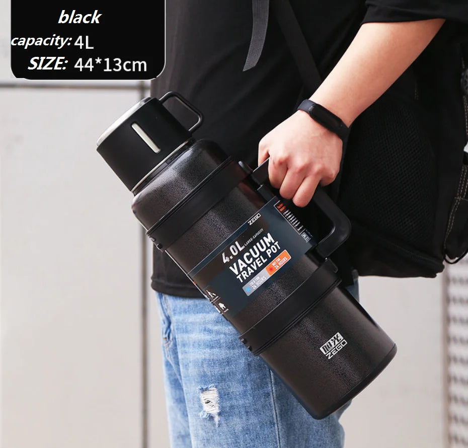 304 Stainless Steel Big Capacity Thermos Bottle 3L /4L Outdoor Travel Coffee Mugs Thermal Vaccum Water Bottle Thermal Mug