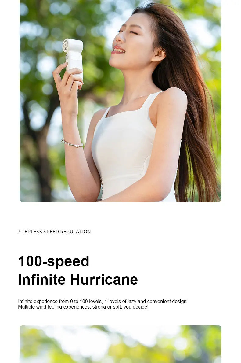 Xiaomi Youpin Electric Fan Wireless Portable Handheld Desktop Small Fan 100 Levels High Speed Strong Wind Mini Pocket Fan Gift