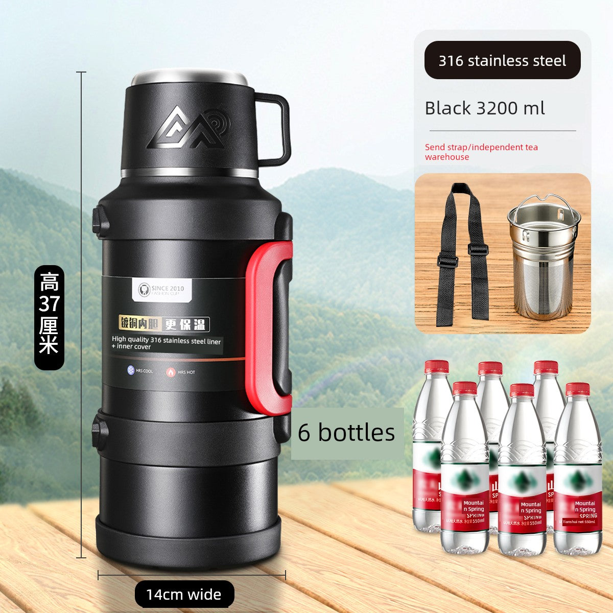 2024 Thermal Pot Large Capacity Men Outdoor Thermal Cold Preservation Dual Use Water Cup