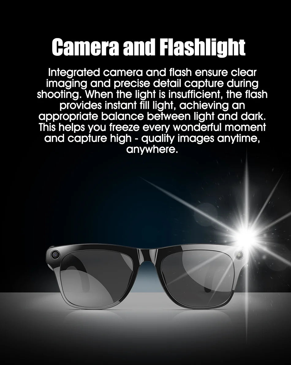 2025 Classic AI Smart Glasses 100MP Camera Waterproof Bluetooth Call Playing Music Sports Glasses Identify Pictures Use ChatGPT
