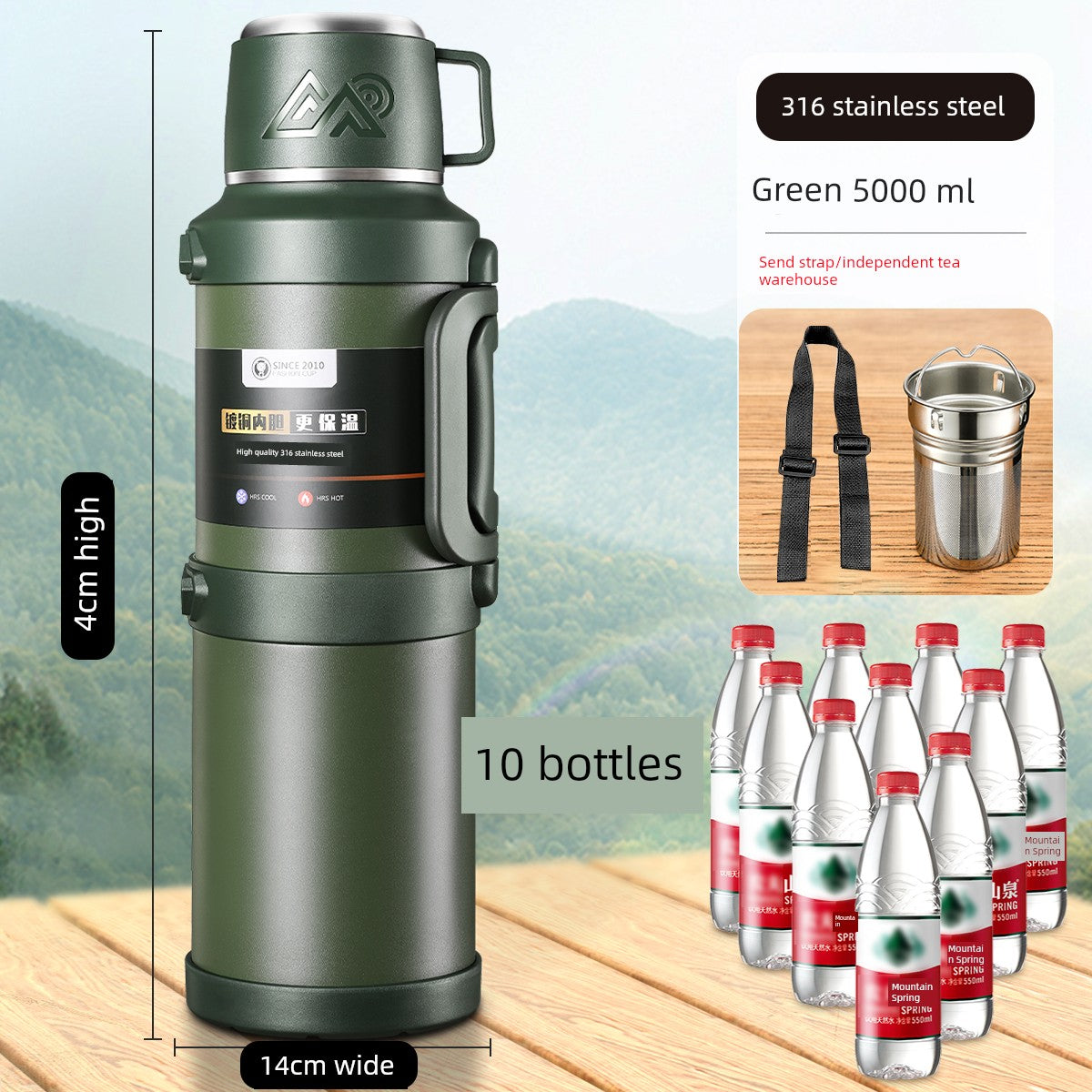 2024 Thermal Pot Large Capacity Men Outdoor Thermal Cold Preservation Dual Use Water Cup