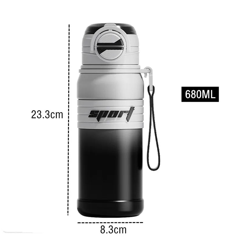 680ml Double Stainless Steel Sport Vacuum Flask With Straw Coffee Tea Thermos Mug Gym Fitness Thermal Bottle Travel Tumbler