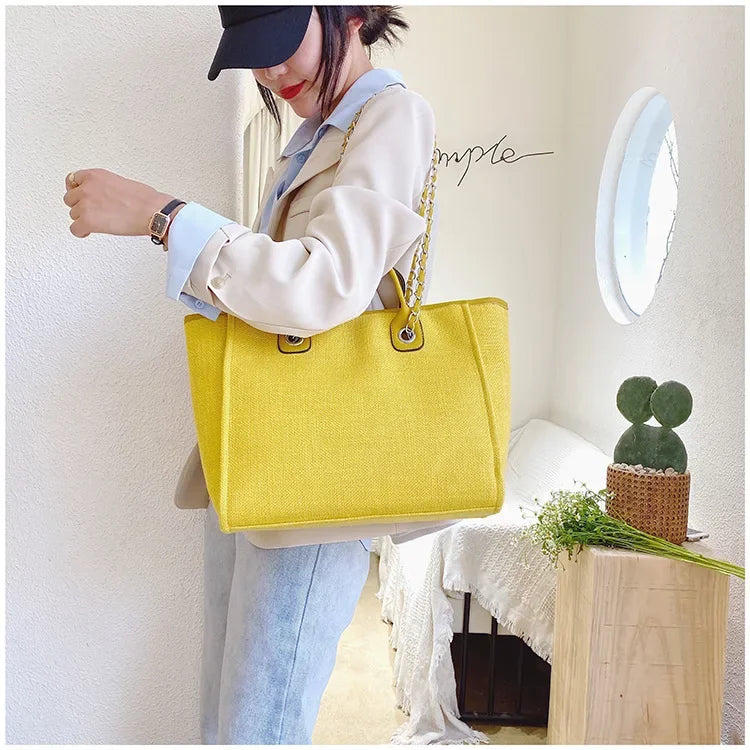Fashion Make Up Designer Big Women's New Korean Fashion Casual Large Capacity Shoulder Crossbody Chain Tote Bag