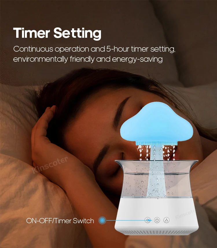 Rain Cloud Electric Air Humidifier 300ml Aroma Diffuser Zen Rain Water Drops Colorful Night Light Humidifier for Home Gift