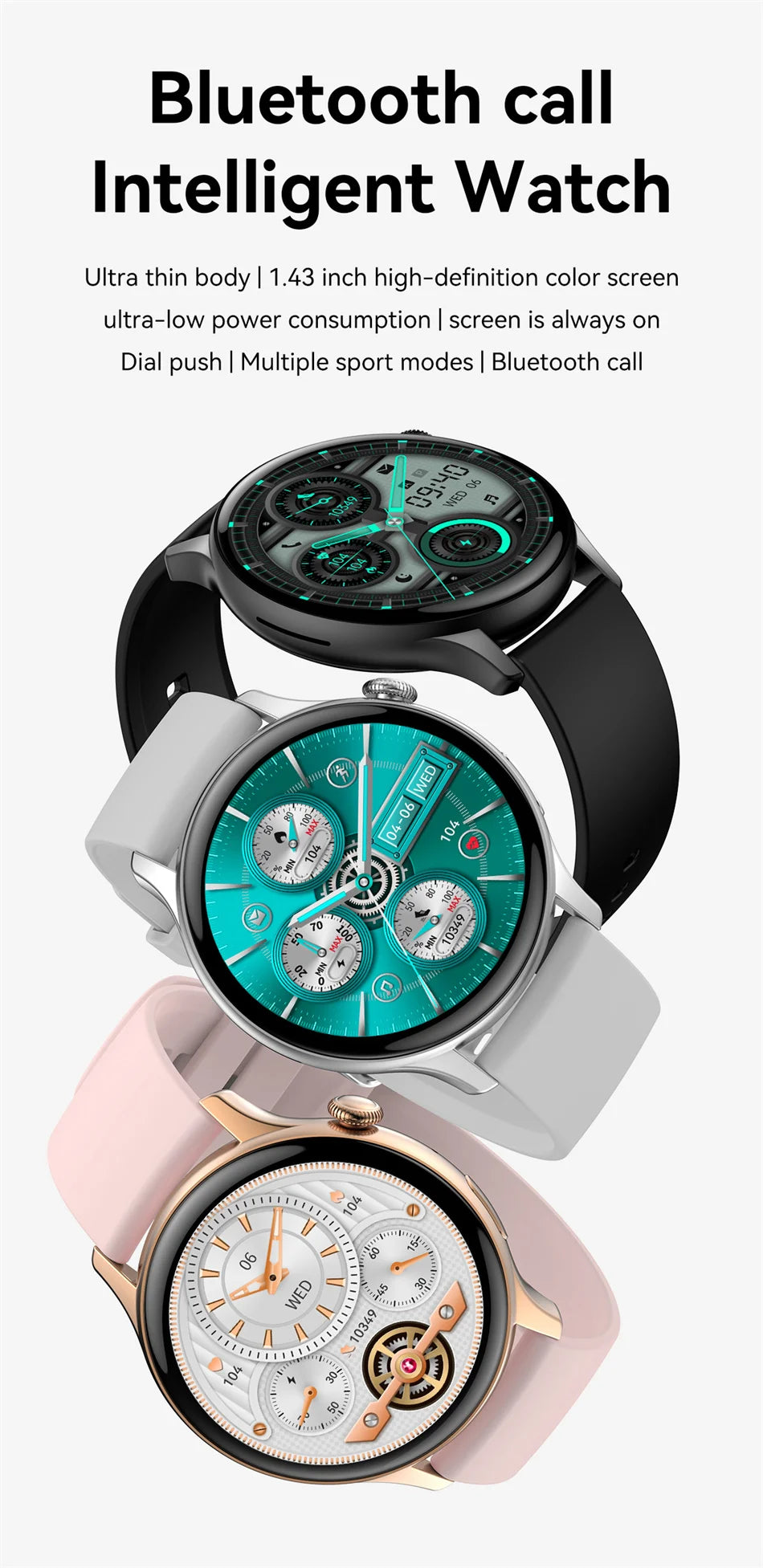 2024 True AMOLED Smart Watch Ladies Screen always Show Time 466*466 HD Health Tracker Voice Calling Smartwatch Women For Xiaomi