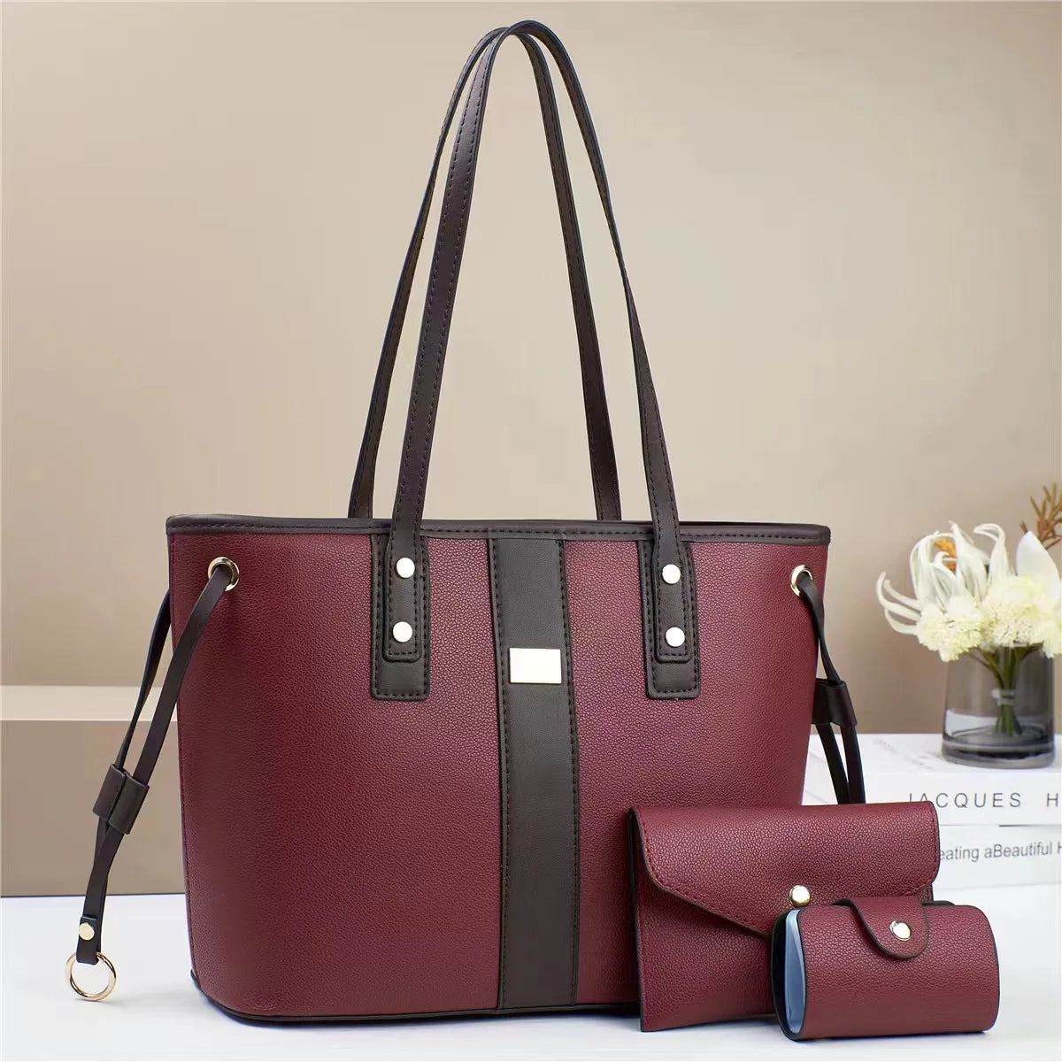 Trend 3Piece Set Women Handbag Purses Luxury Designer Female PU Leather Crossbody Shoulder Bag Large Capacity Casual Tote Bag