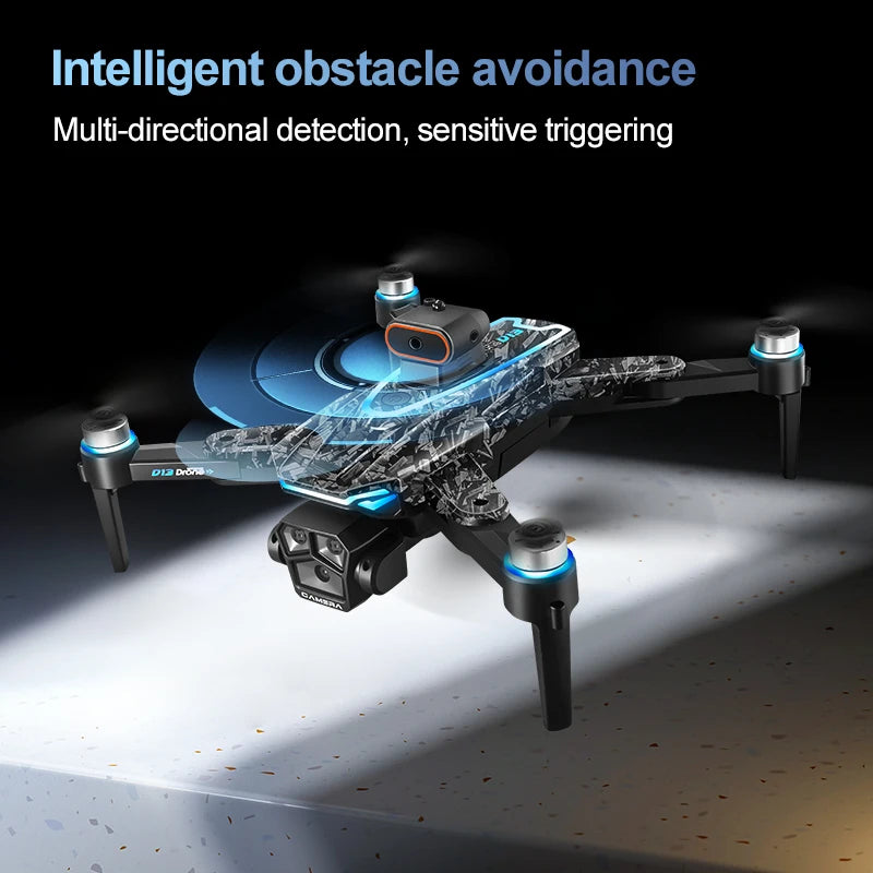 New D13 RC Drone 4K Professional HD Triple Camera 5G WIFI FPV Dron 360° Obstacle Avoidance Brushless Large Screen Quadcopter