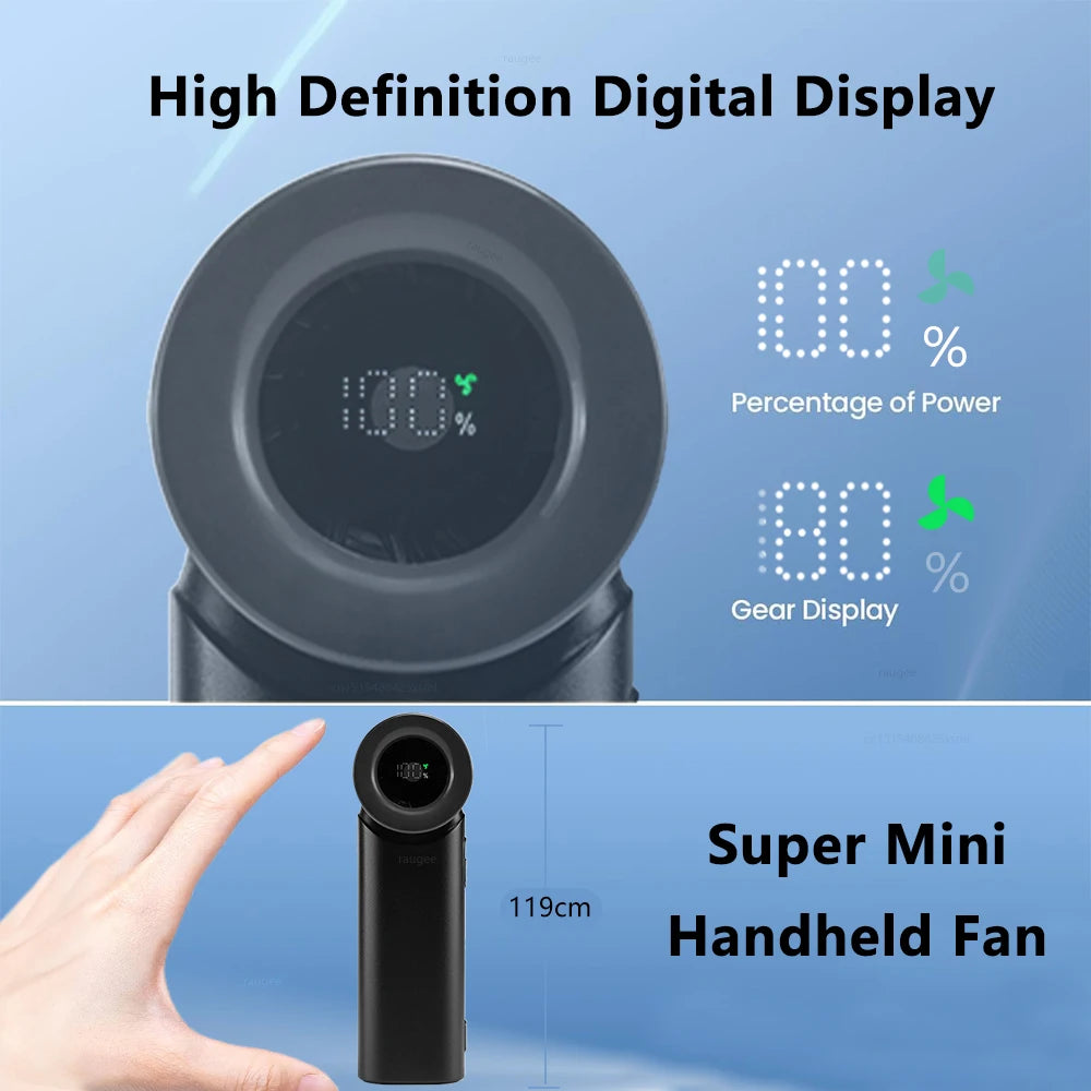 Portable Mini Fan Turbo Handheld Fan 5 Wind Speeds USB Rechargeable Personal Fan HandHeld Small Pocket Fan for Outdoor Travel