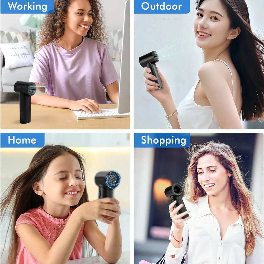 Portable Mini Fan Turbo Handheld Fan 5 Wind Speeds USB Rechargeable Personal Fan HandHeld Small Pocket Fan for Outdoor Travel