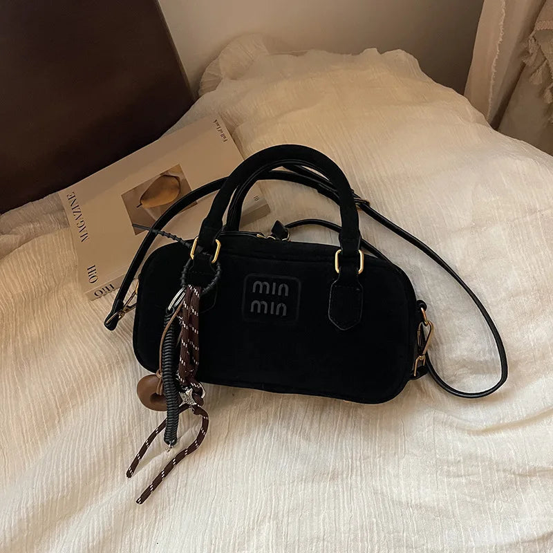 2025 New Fashionable dull Polish bag portable women's full retro crossbody bag shoulder bag popular