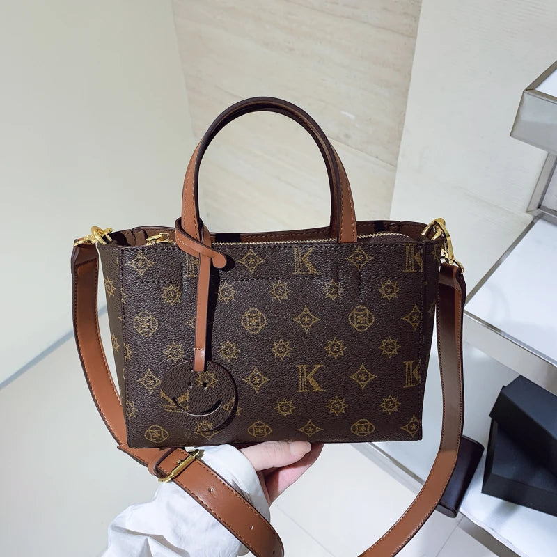 Classic Leather Tote Bag For Ladies, Shoulder Strap And Spacious, Elegant Popular Handbag By Luxury Brand For Women