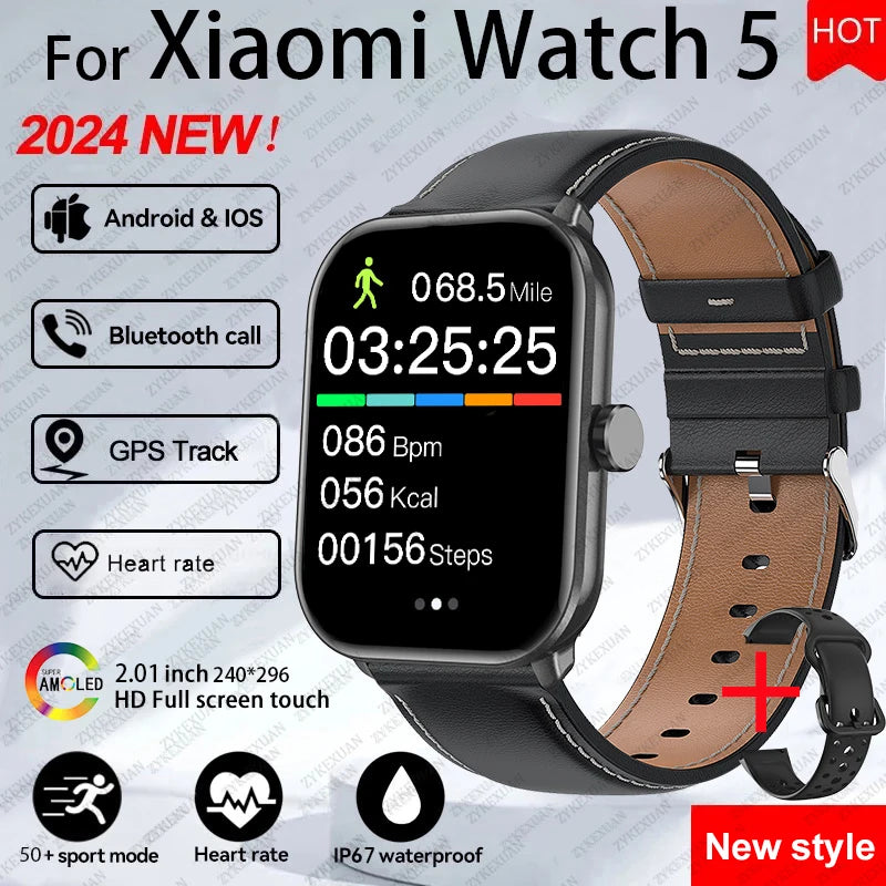 For Xiaomi Watch 5 Wrist Band Global Version Men Women HD AMOLED Screen Heart Rate Bluetooth Call GPS Track Waterproof Sports Smart Watch