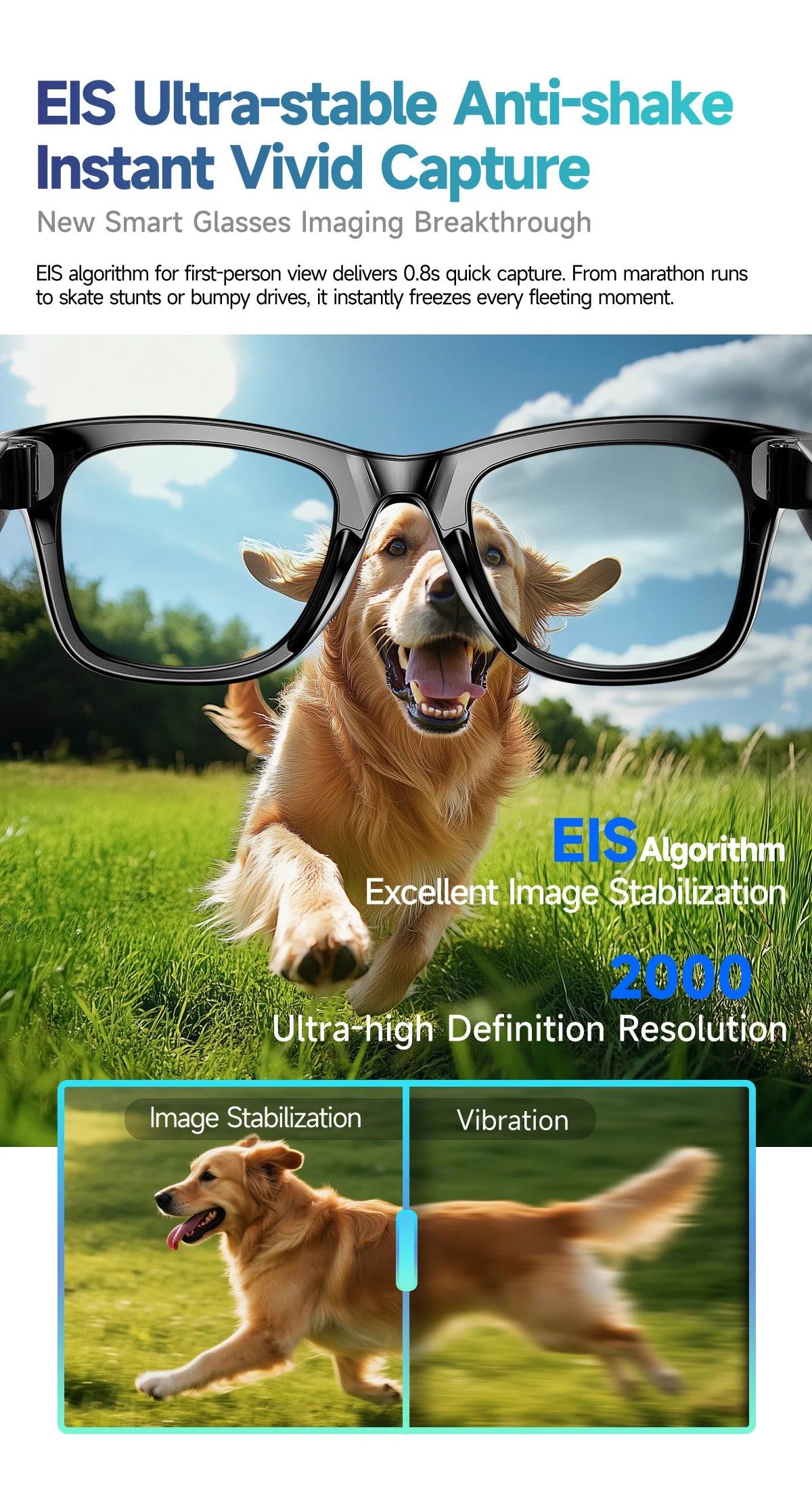 LIGE 800W Pixels Smart Glasses Recording Videos AI Photo Recognition Answer Translation 270mAh IP65 Waterproof Bluetooth Glasses