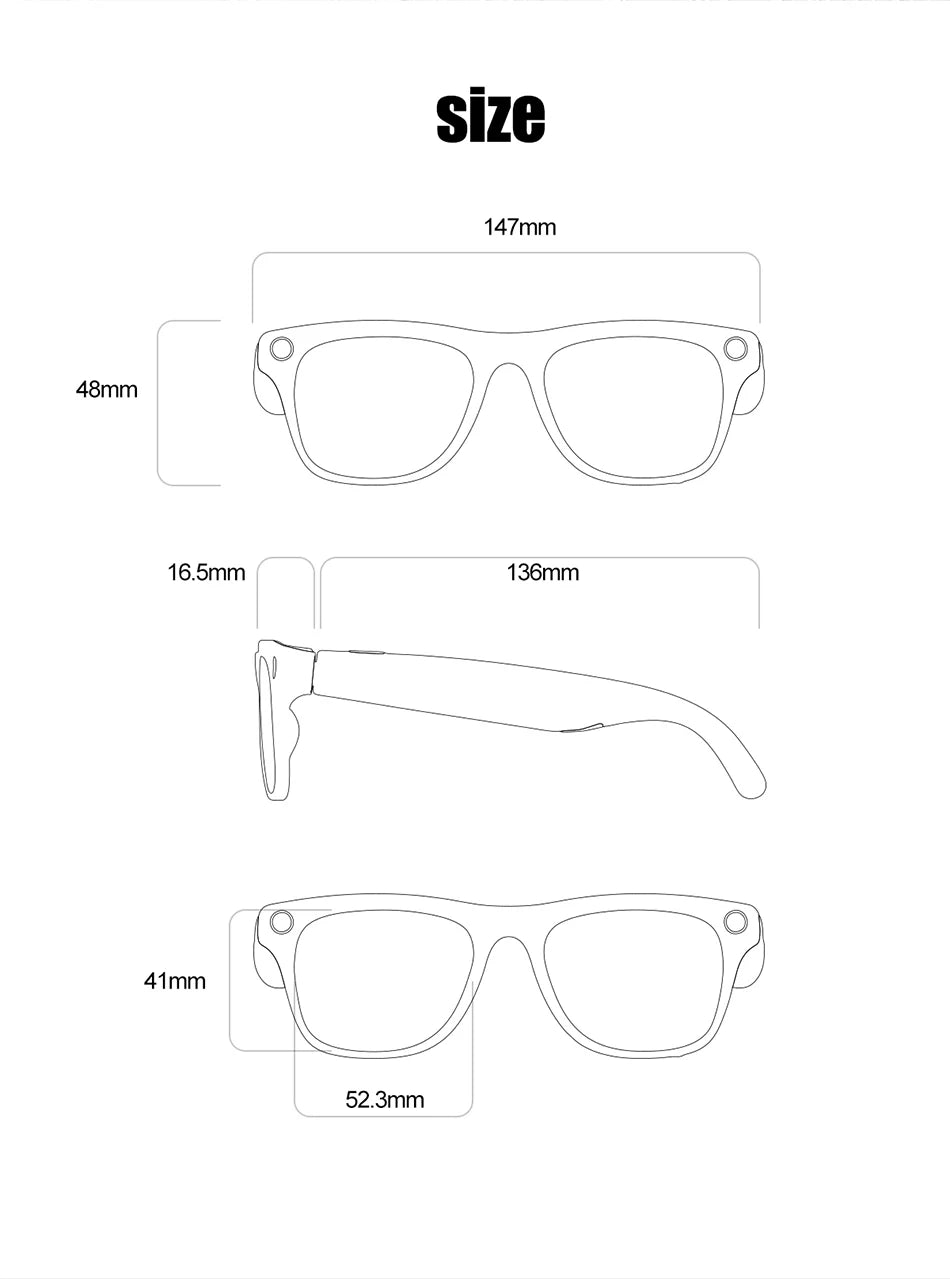 2025 Classic AI Smart Glasses 100MP Camera Waterproof Bluetooth Call Playing Music Sports Glasses Identify Pictures Use ChatGPT