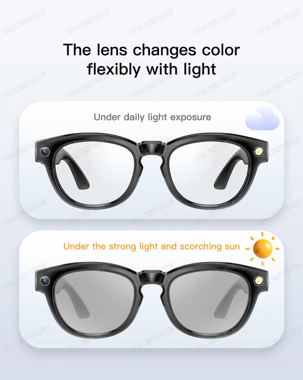AI Smart Glasses Photo Sense Camera Bluetooth Music Call Intelligent Recording Ip65 Waterproof Bluetooth Sunglasses Men, Women