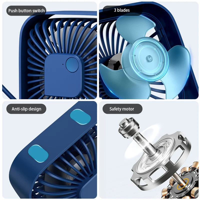 Mini Desktop Fan Battery-Free Quiet USB Powered Office Desk Fan Small Portable Plastic Electric Fan for Home And Office Use