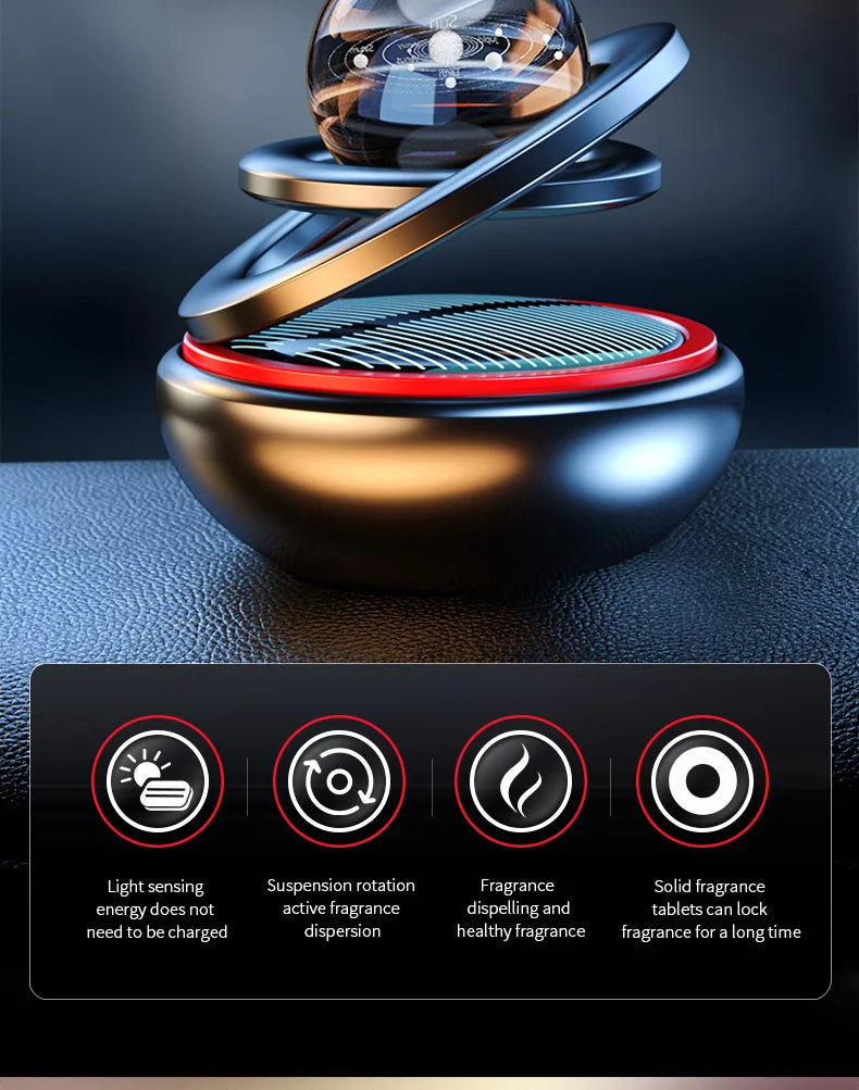 Car Air Freshener Solar Energy Air Purifier for Car Interior Autorotation Decoration Perfume Diffuser Interplanetary Suspension