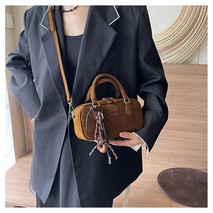 2025 New Fashionable dull Polish bag portable women's full retro crossbody bag shoulder bag popular