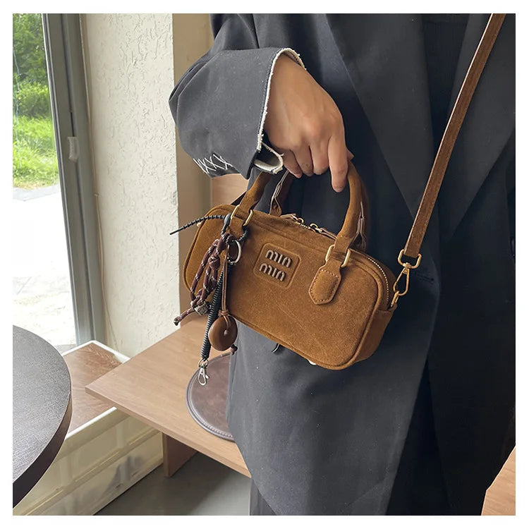 2025 New Fashionable dull Polish bag portable women's full retro crossbody bag shoulder bag popular