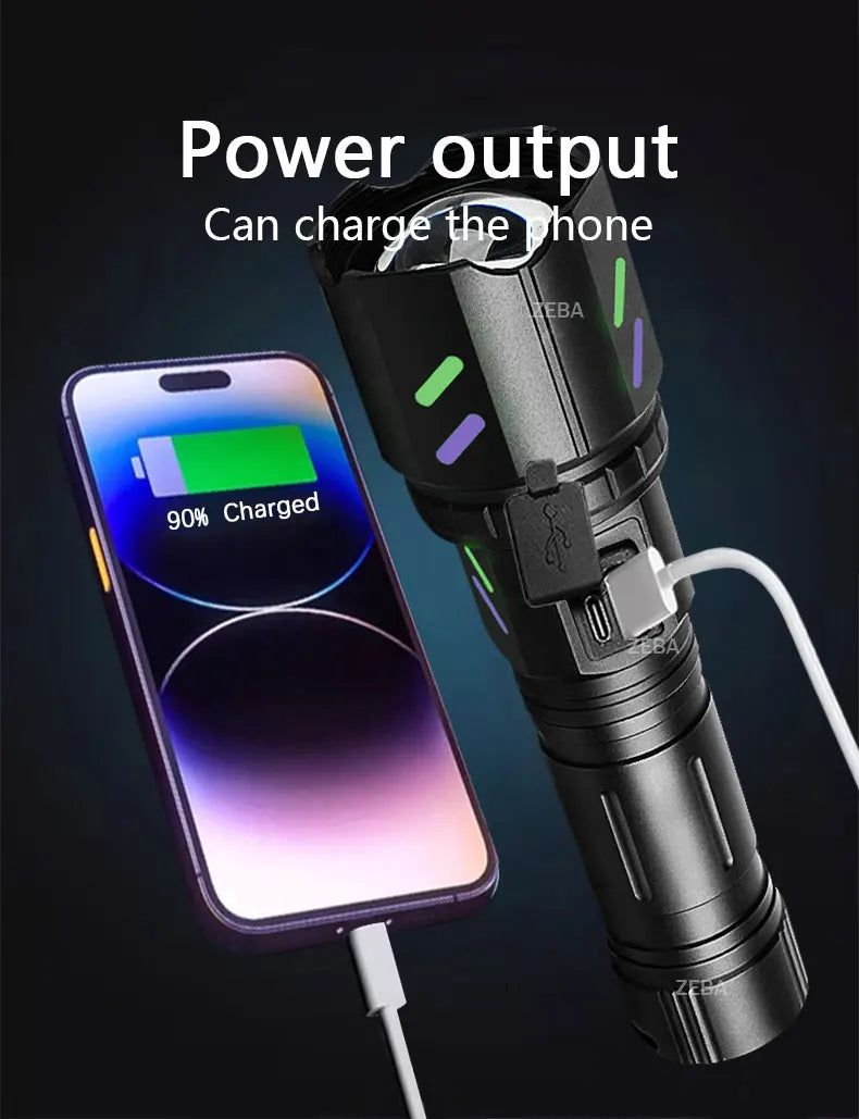 2025 Ultra Powerful Windproof Fire Starting Flashlight Rechargeable High Power Torch Focused Light Source Can Light A Flame Lantern