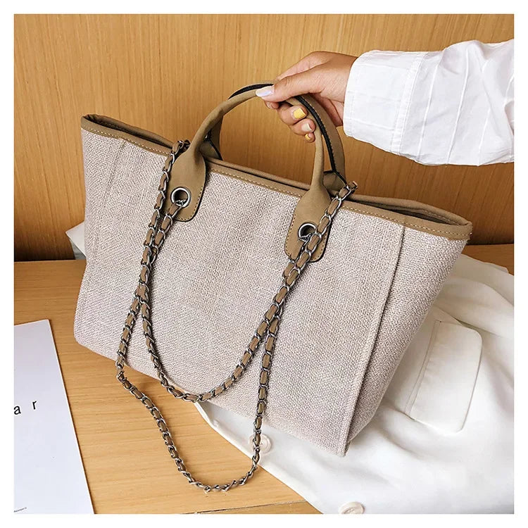 Fashion Make Up Designer Big Women's New Korean Fashion Casual Large Capacity Shoulder Crossbody Chain Tote Bag