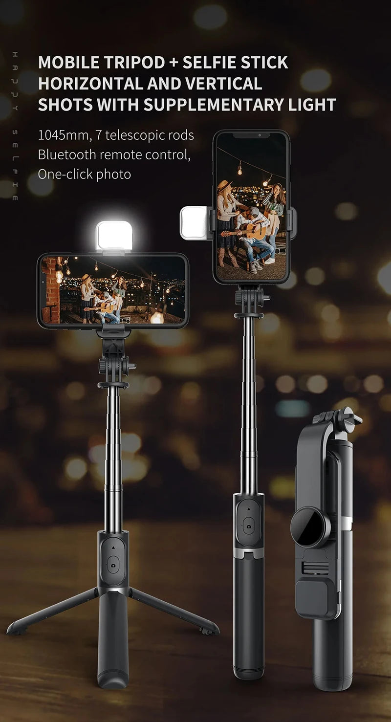 Xiaomi Selfie Stick 1045mm With Wireless Bluetooth LED Fill Light Extended Tripod With Remote Shutter For Android ios Cellphone